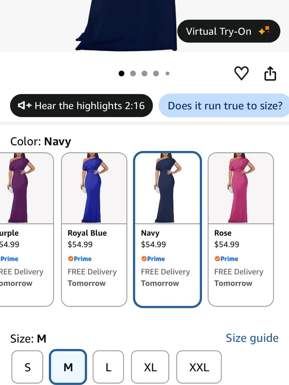 One-Shoulder Navy Evening Gown - Picture 8 of 8